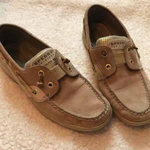 Gold and Tan Sperry Topsiders